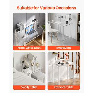 Soporte de Monitor de Escritorio de Acrílico Moderno de 2 Niveles, Transparente, 19.7 x 31.5 x 34.7, Mesa Auxiliar, Mesita de Noche para Dormitorio, Estudio y Guardarropa - Product Image 6