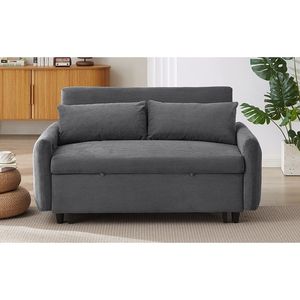Sofá cama moderno de 57,48 \ ", sofá de 2 plazas con puertos USB, cojines grises oscuros para sala de estar (antiguo SKU WF317760AAR) - Product Image 2