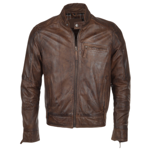 Chaqueta de Cuero con Revestimiento Clásico para Hombre, Diseño Moderno, con Cuello Alto y Logotipo Frontal - Product Image 2