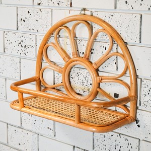 Rattan <b>shelf</b> <b>rack</b> flower design wall hanging <b>shelves</b> decorative organizer for bedroom bathroom - Product Image 1