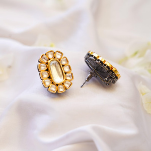 Pendientes de Piedra Geométrica en Blanco y Negro, Pendientes Minimalistas para Boda, Joyería para Uso Diario, Pendientes de Piedras Preciosas - Product Image 2