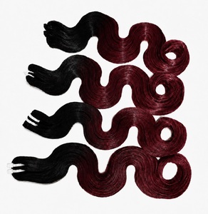 Extensions de cheveux humains vierges bruns, 18 pouces, 4 paquets, double trame machine, avec closure frontale en dentelle, double tirage aux pointes - Product Image 2