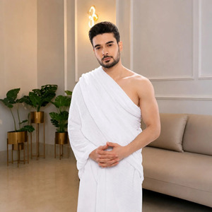 Juego de Toallas Ihram Personalizadas para Hombres, Hajj Umrah, Poliéster/Algodón, Secado Rápido, Ecológicas, Premium, Alta Calidad, Túnica de Peregrinación Ahram de Fábrica - Product Image 5
