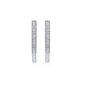 Pendientes de barra largos y rectangulares de lujo con diamantes cultivados en laboratorio, corte brillante redondo, para mujer - Product Image 1
