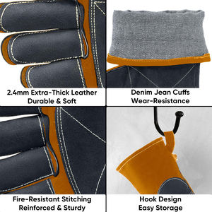 Gants de travail robustes et durables pour soudeurs, protection contre la chaleur extrême, gants de travail en cuir de vachette personnalisés - Product Image 2