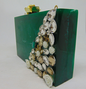 Bolso de Mano de Diseño para Mujer, en Resina Verde Mármol, Ecológico, Hecho a Mano, con Correa de Hombro de Gamuza, Forro de Algodón, para Primavera - Product Image 2