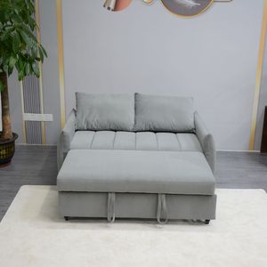 Divano Letto Convertibile Regolabile in Velluto con Letto Estraibile, 2 Tasche Laterali, 2 Poggiapolsi - Product Image 1