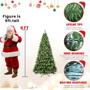 Albero di Natale Artificiale Preilluminato 6 Piedi 300 Luci Bianco Caldo 779 Punte in PVC Supporto in Metallo - Product Image 3