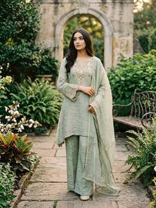 <b>Green</b> <b>Silk</b> Salwar Kameez Set Embroidered Dupatta Traditional Indian Pakistani Outfit for Wedding Party Women - Product Image 3