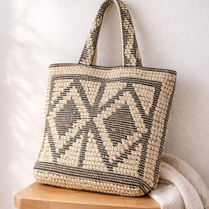 Bolso Bandolera Estilo Boho Vintage, Hecho a Mano, de Algodón, Tejido a Mano, Étnico, para Festivales y Viajes, para Mujer, con Patrón de Diamantes, Bolso Tote Boho Chic - Product Image 2