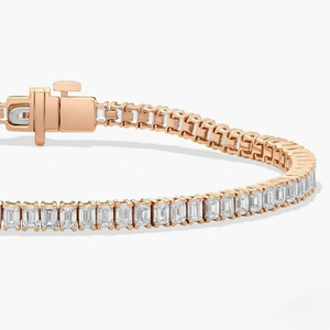 สร้อยข้อมือเทนนิสทรงเหลี่ยมมรกตประดับเพชรทองคำขาว 14K สำหรับผู้หญิง สไตล์คลาสสิก เหมาะสำหรับสวมใส่ทุกวัน - Product Image 3