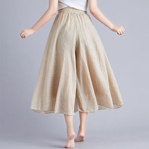 Pantalon large et droit en toile 100% coton respirant, taille élastique mi-haute, couleur unie, décontracté, automne - Product Image 3