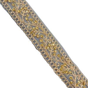 Bordure en dentelle brodée à bords festonnés de qualité supérieure, motif floral ajouré complexe, pour vêtements de mariée, saris et artisanat de luxe - Product Image 1