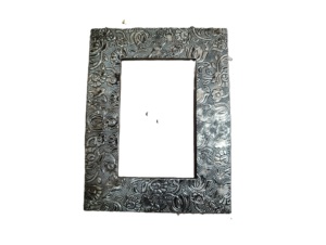 Rectangle Leather Photo <b>Frame</b> with Embossed Floral Pattern Gold Finish Horizontal Design - Product Image 4
