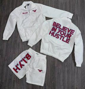 Conjuntos de Pantalones Cortos con Cierre y Chaqueta de Manga Larga con Estampado Personalizado, Conjunto Deportivo de Pantalones Cortos Cortavientos de Poliéster y Nailon para Hombre - Product Image 2