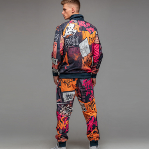 Custom Sublimation 100% Polyester Sweatsuit Men Wholesale Sportswear Sublimation Sweat Suits Printed Zipper Jacket <b>Pants</b> Set - Product Image 1