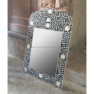 Cadre de miroir mural moderne de luxe Art déco avec incrustation d'os Décoration intérieure captivante - Product Image 3