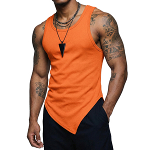 Blank Custom Made <b>Drop</b> Hem Tank Tops For Men Slim Muscle Fit Stylish V Cut Sleeveless Shirt Wholesale Price Tank Tops For Men - Product Image 6