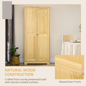 Armadio dispensa da cucina autoportante in pino da 67 pollici con ante e ripiani per sala da pranzo - Product Image 4