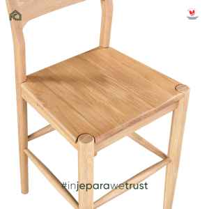 Chaise de bar en teck massif, tabouret de comptoir en bois naturel, tabouret de bar à dossier haut pour restaurant, café, hôtel, mobilier de resort - Product Image 4