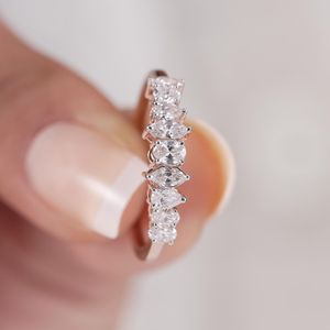 Multi Shapes Lab Grown Diamond Minimalist Band <b>Ring</b> 10K Rose Gold Engagement <b>Proposal</b> Fine Jewelry For Girlfriend - Product Image 5