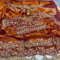 Sari indien traditionnel en soie satinée, broderie Zari, tenue de soirée élégante pour femme, recyclé