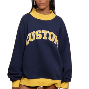 New Trending Women's Customized <b>Mock</b> Neck Sweatshirts Adult Casual Loose Fleece Knitted Your Own Logo Sports Sweatshirts OEM - Product Image 2