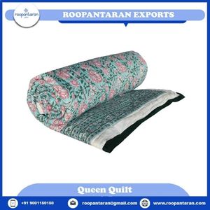 Edredón Reversible de Algodón Hecho a Mano, Tamaño Queen, Estampado Floral, Tradicional, para Todas las Temporadas, Venta Directa de Fábrica - Product Image 2