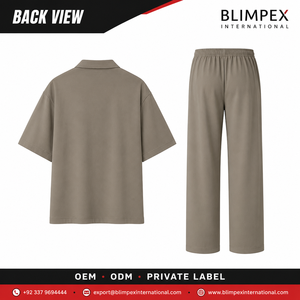 Ensemble coordonné deux pièces décontracté sur mesure OEM : chemise à col campiste oversize et pantalon large – Directement de l'usine Blimpex International - Product Image 3