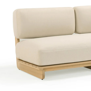 Sofá de Jardín Minimalista de Dos Plazas con Estructura de Madera y Cojines Beige, Muebles de Exterior de Diseño Duradero - Product Image 3