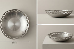 Bol décoratif moderne en acier inoxydable, finition satinée, petit bol central pour la décoration de table à la maison ou à l'hôtel - Product Image 5