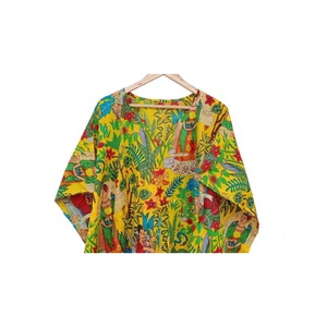 Handmade Indian Folk Art Woven 100% Cotton Floral <b>Kaftan</b> Dress Boho Beach <b>Cover</b>-<b>Up</b> Women's Resort Wear Loose Fit Full-Length - Product Image 2