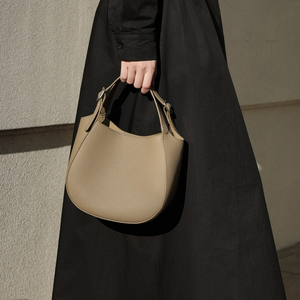 New Genuine Leather Women's Handbags <b>Bucket</b> Bags Simple Fashion Grain Cowhide <b>Small</b> Ladies Bags. - Product Image 4