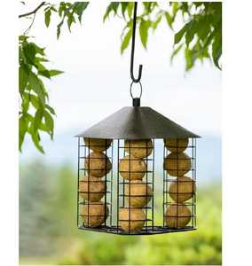 Comedero para Pájaros de Metal Rojo, Estación de Semillas para Pájaros Silvestres Colgante con Bandeja de Malla y Techo para Lluvia, para Jardín, Patio, Arte Paisajístico al Aire Libre - Product Image 3