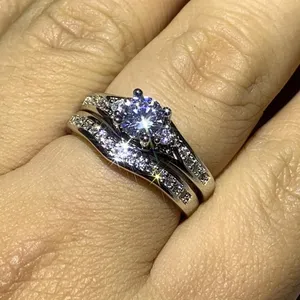 Moissanite Engagement <b>Ring</b> 925 Sterling Silver Round Cut Luxury Wedding <b>Ring</b> Women Bridal Jewelry - Product Image 3