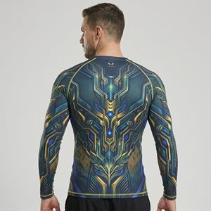 บริการ OEM เสื้อรัดกล้ามเนื้อสำหรับผู้ชาย MMA มวยปล้ำ แบบซับลิเมชั่น สกรีนโลโก้ได้ตามต้องการ น้ำหนักเบา ทรงเข้ารูป เสื้อกีฬาซับลิเมชั่น ระบายอากาศได้ดี - Product Image 5