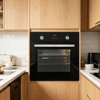 Appareil électroménager moderne pour la cuisine avec 4 éléments chauffants, ventilateur de convection, 3 programmes de grillades, four encastrable noir