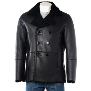 New Arrival Design Lamb Fur <b>Long</b> Shearling <b>Jacket</b> For Men Winter Warm Thick Botton Pattern <b>Leather</b> <b>Jackets</b> - Product Image 5