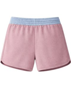 Light Blue Women Shorts Elastic Waist <b>Drawstring</b> Casual Gym Shorts Contrast Trim Summer Lounge Shorts Soft Comfortable Wear - Product Image 2