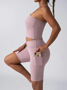 Conjunto de Yoga Tie Dye sin Costuras para Mujer, Venta al Por Mayor, Personalizado, de Secado Rápido, con Sujetador Deportivo y Pantalones Cortos de Cintura Alta con Relleno en el Pecho para Entrenamiento y Fitness - Product Image 4