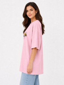 T-shirt ample à col rond pour femme, en jersey de coton respirant, à manches courtes, couleur unie, fermeture éclair, séchage rapide, style streetwear - Product Image 3