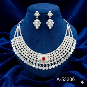 Elegant Bridal Jewelry Set Necklace Earrings Matha Patti Gold Silver Finish Ethnic Wedding Set A-53209 - Product Image 3