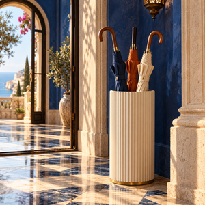 Elegante Soporte para Paraguas Cilíndrico Acanalado con Base Metálica Decorativa |   Organizador Vertical Premium para el Hogar Moderno y Hoteles - Product Image 3