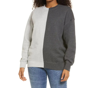 New Arrival Summer Washed 100% Cotton Plus Size Women Sweatshirts Custom Applique Front Design Solid Color Customizable Online - Product Image 4