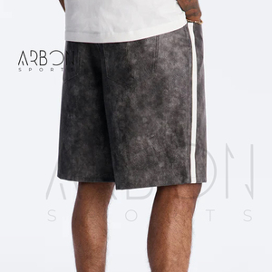 Shorts en cuir robustes, légers et respirants, style urbain hip-hop, mode streetwear estivale, avec logo personnalisé, nouvelle collection - Product Image 3
