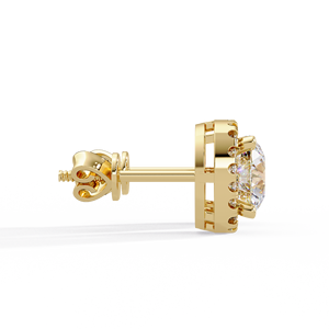 Solitaire Halo Stud Martini Screw <b>Back</b> <b>Earrings</b> Cut Lab Grown Diamond IGI Certified 18K Pure Gold Rhodium Plated Luxury Wedding - Product Image 5