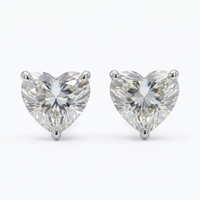 Boucles d'oreilles de luxe en diamant de laboratoire taille cœur 2 carats, certifiées IGI, en platine, minimalistes, solitaires, personnalisées pour fiançailles et mariage