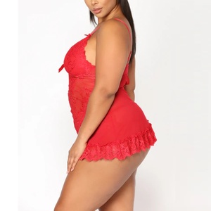Robe de nuit sexy grande taille pour femme en modal fendue avec dentelle, lingerie sexy, sous-vêtements féminins, nuisette de soirée - Product Image 2