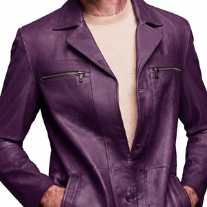 Custom Men's <b>Leather</b> <b>Jacket</b> <b>Blazer</b> Style Premium Outerwear Clothing Manufacturer - Product Image 1