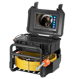 Telecamera di ispezione autolivellante da 70 m (230 piedi) con trasmettitore 512Hz, schermo da 9 pollici, endoscopio industriale HD 1080P per ispezione fognature e tubazioni. - Product Image 1